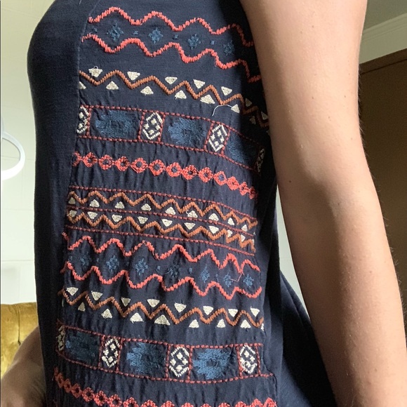 💛 Lucky brand navy blue side embroidered tank top - Picture 8 of 14